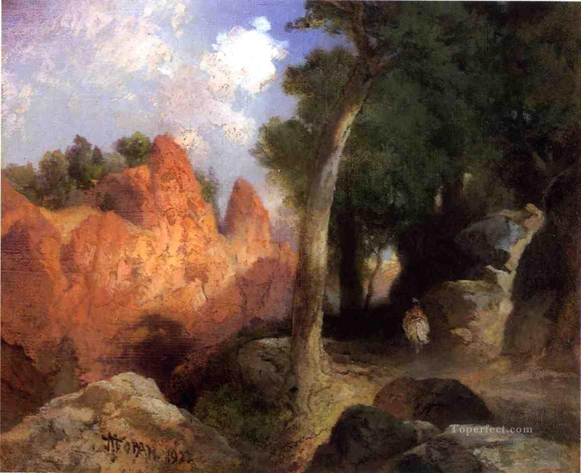 雲の峡谷の風景トーマス・モラン山脈油絵